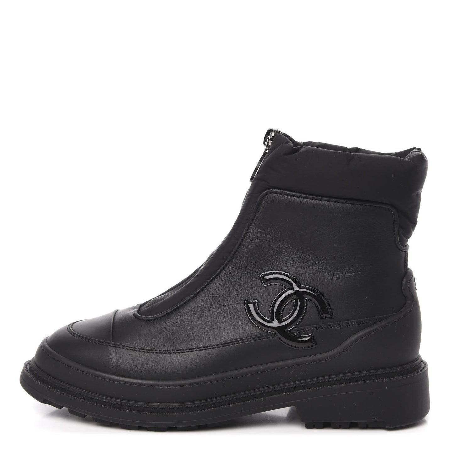 Calfskin Nylon CC Ankle Snow Boots 35.5 Black