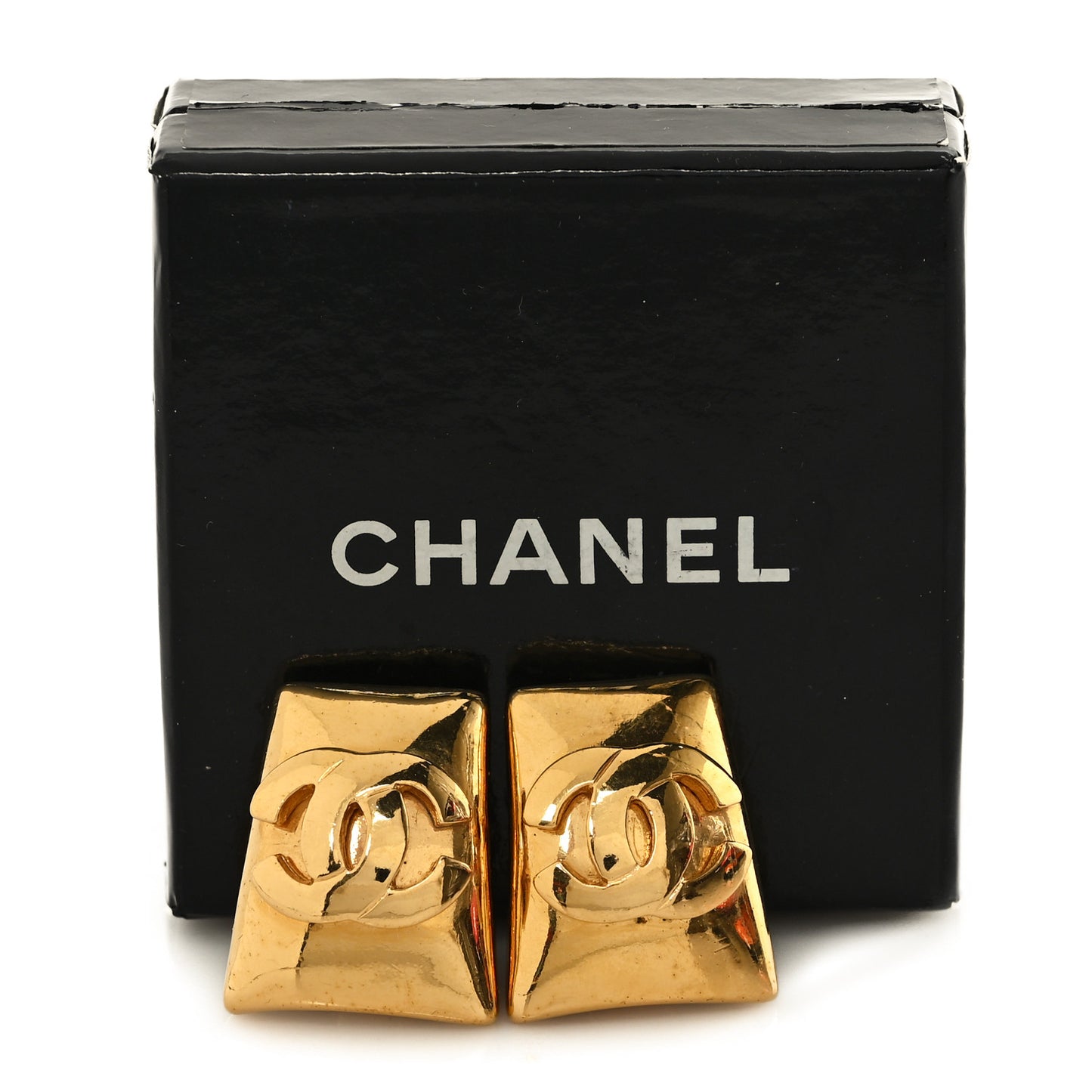 Metal CC Clip On Earrings Gold
