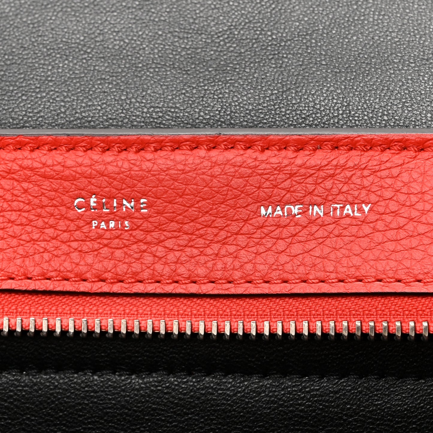 Drummed Calfskin Suede Medium Trapeze Vermillion