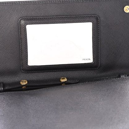 Prada Saffiano Metal Flap Wallet With Strap Black 5 of 10