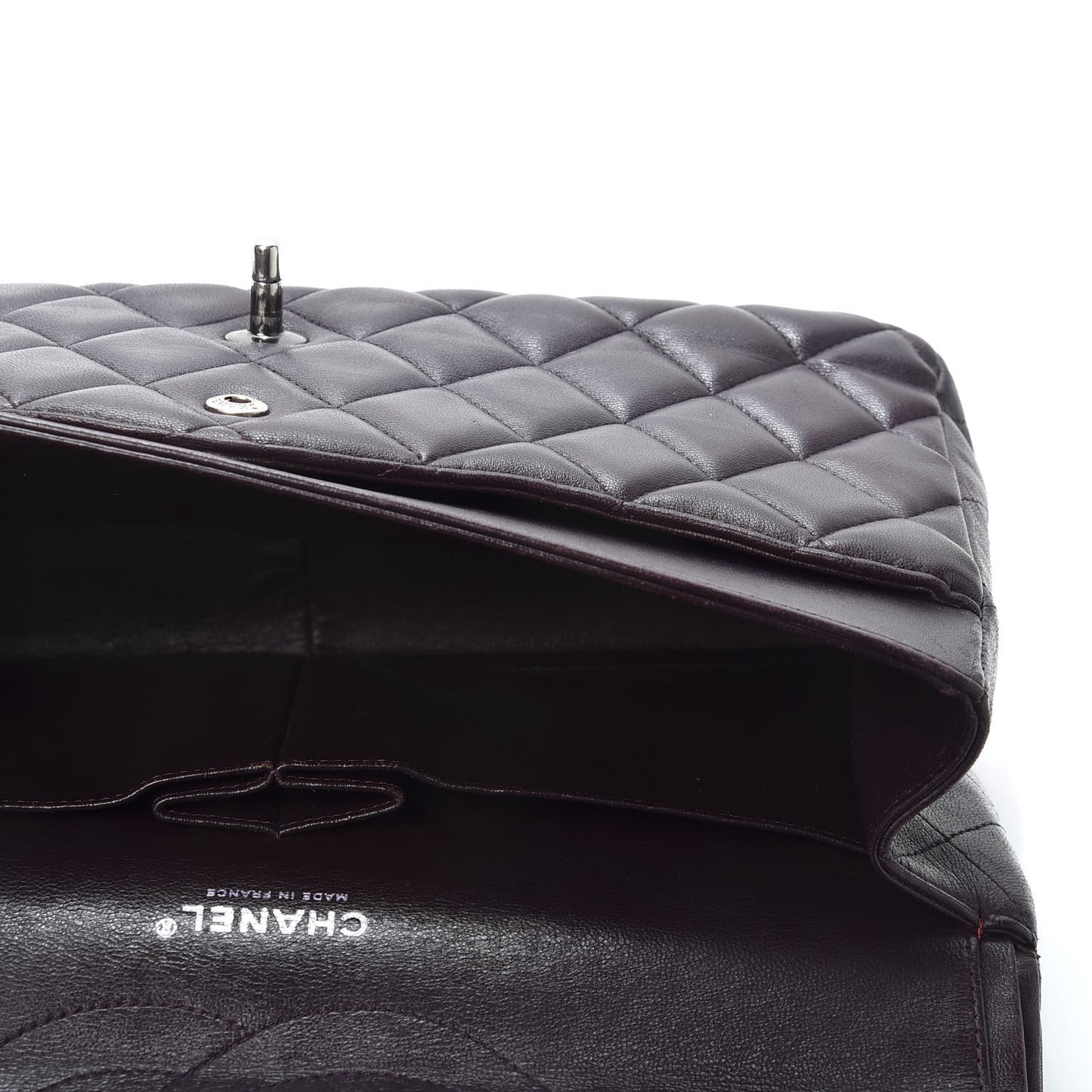 Lambskin Quilted Jumbo Double Flap Purple