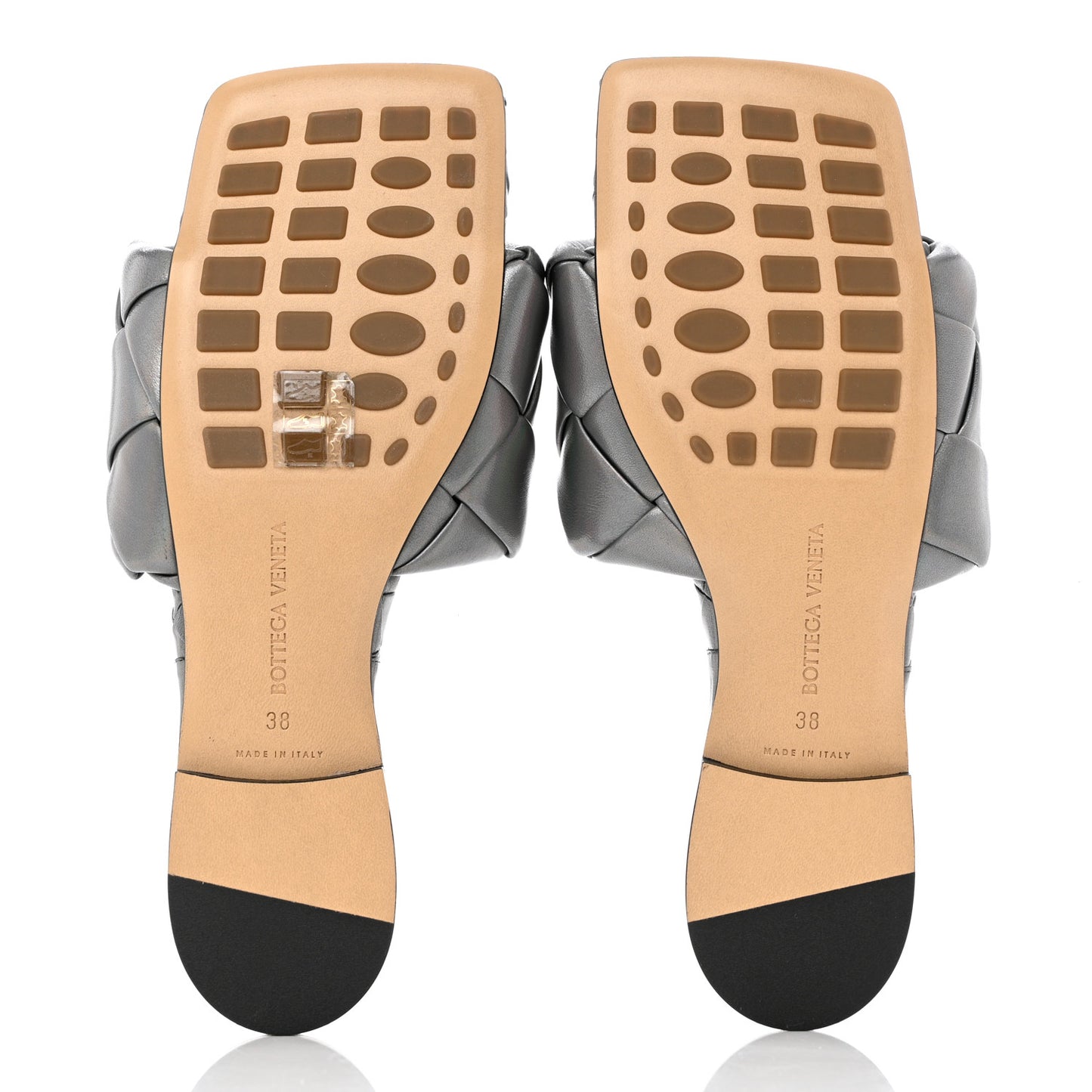 Laser Nappa Maxi Intrecciato Lido Flat Sandals 38 Oyster