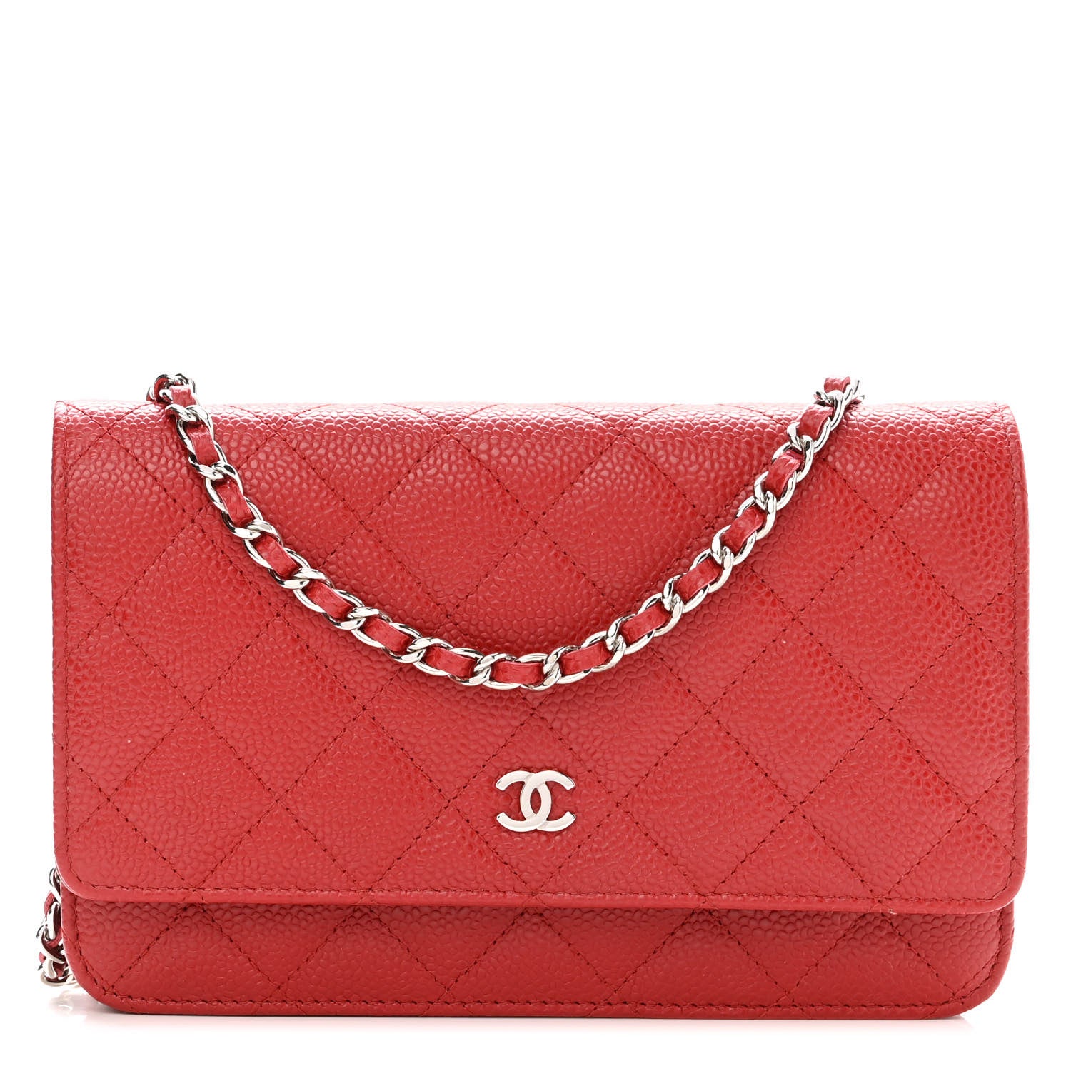 Chanel Caviar Quilted Wallet On Chain WOC Red 1 of 11