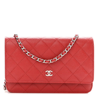 Chanel Caviar Quilted Wallet On Chain WOC Red 1 of 11