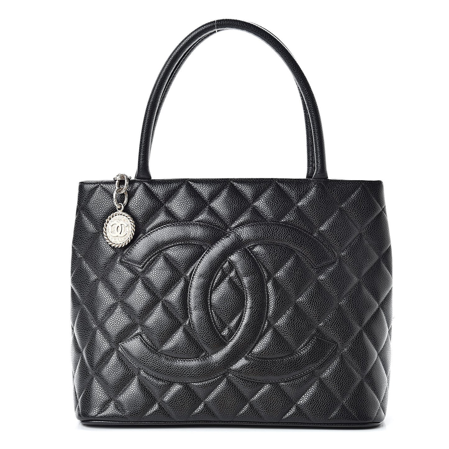 Caviar Quilted Medallion Tote Black