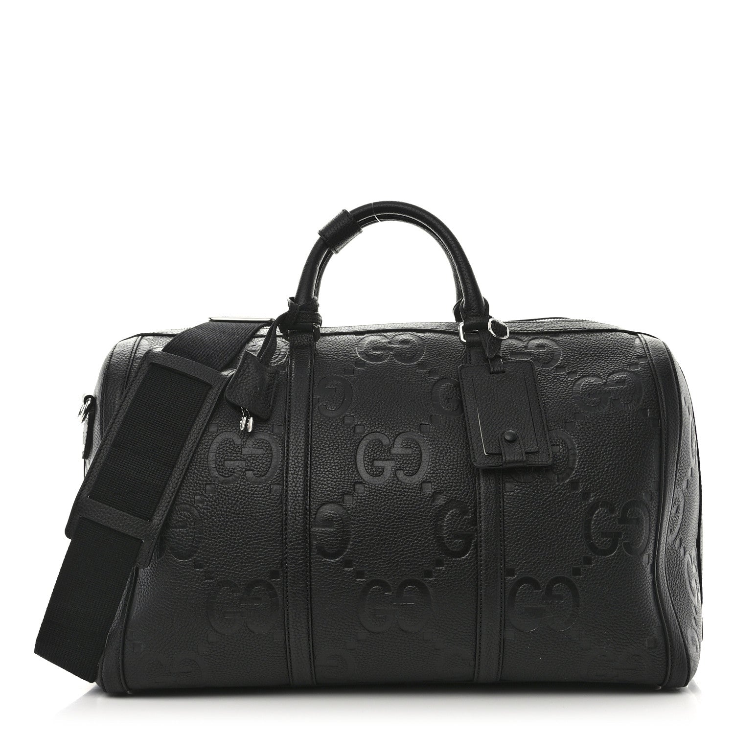 Gucci Piuma Calfskin Jumbo GG Embossed Large Duffle Bag Black 1 of 10