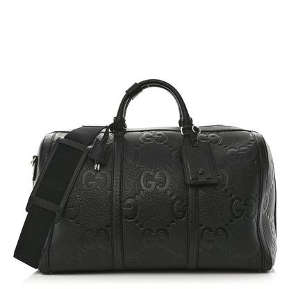 Gucci Piuma Calfskin Jumbo GG Embossed Large Duffle Bag Black 1 of 10