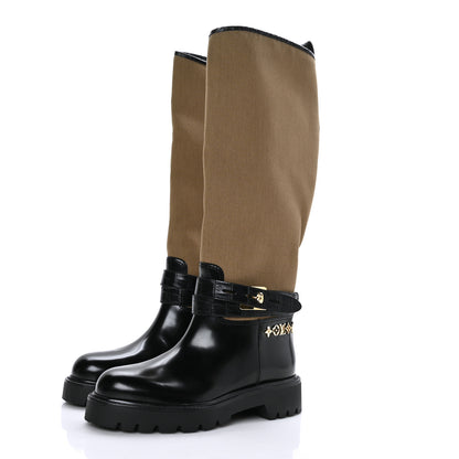 Louis Vuitton Canvas Calfskin Territory Flat High Ranger Boots 36 Khaki 3 of 7