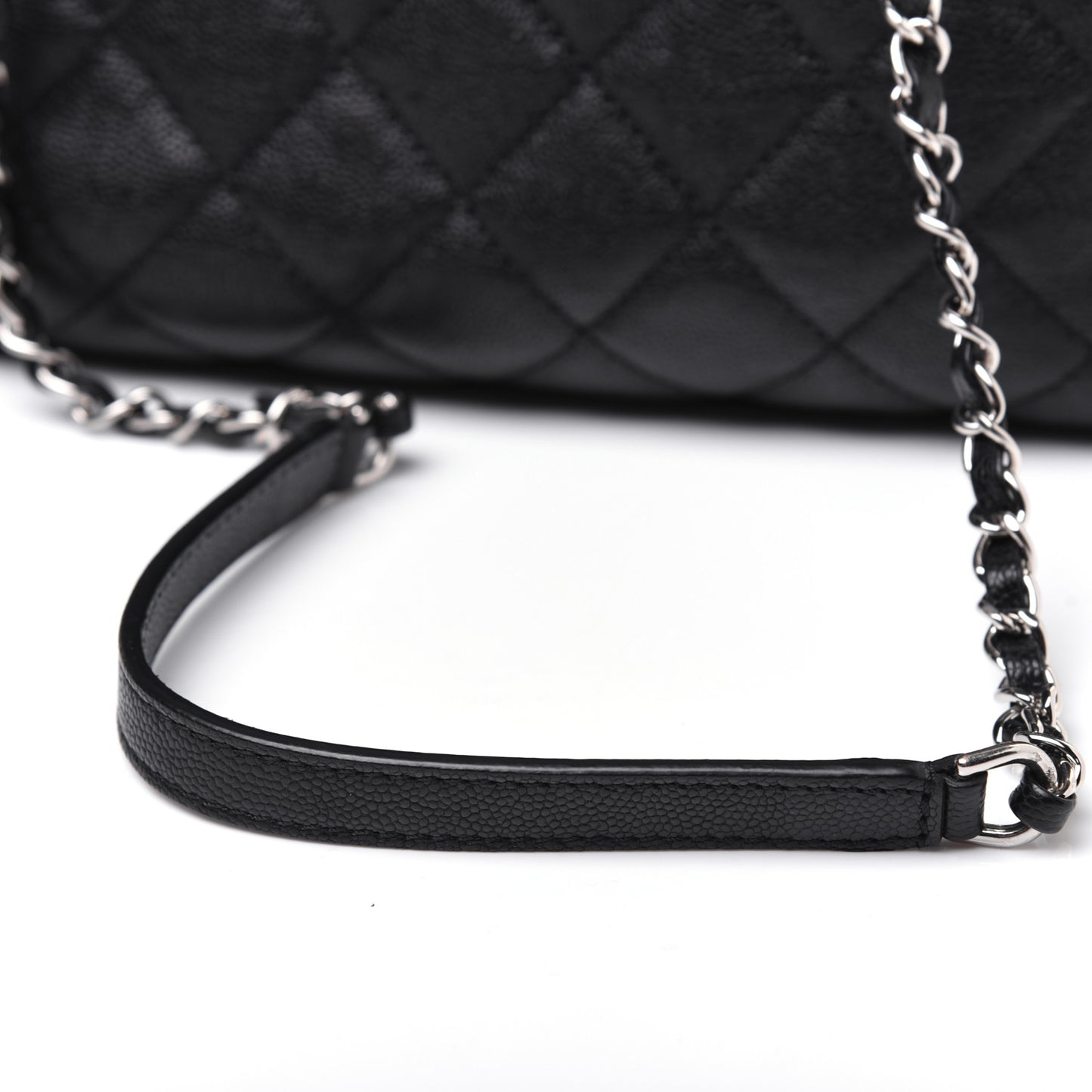 Caviar Quilted Urban Companion Top Handle Shopping Tote Black