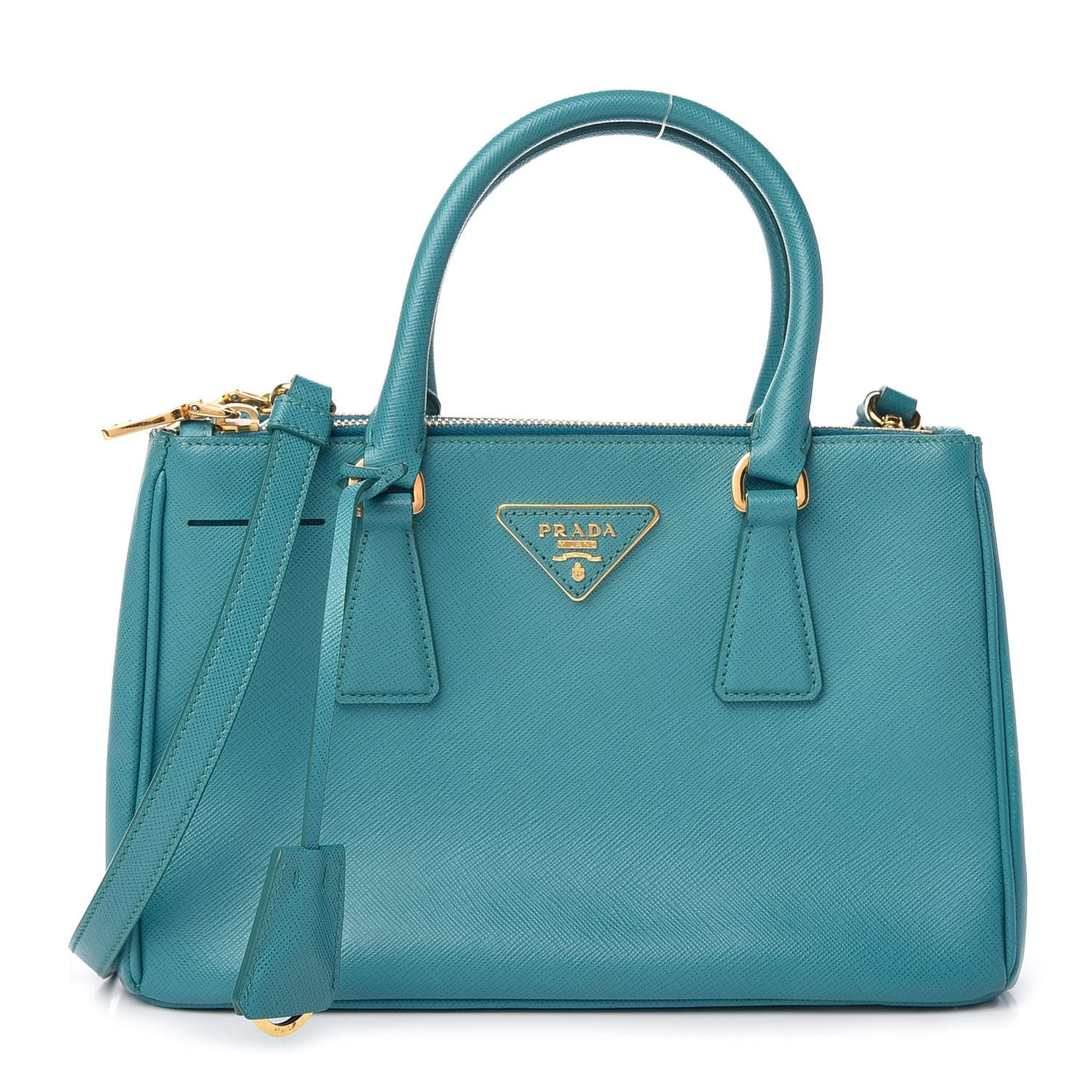 Saffiano Mini Galleria Double Zip Tote Turchese