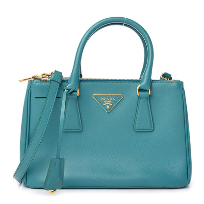 Prada Saffiano Mini Galleria Double Zip Tote Turchese 1 of 9