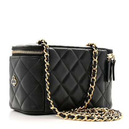 Chanel Lambskin Quilted Enamel Coco Casino Small Vanity Case With Chain Black 3 of 10