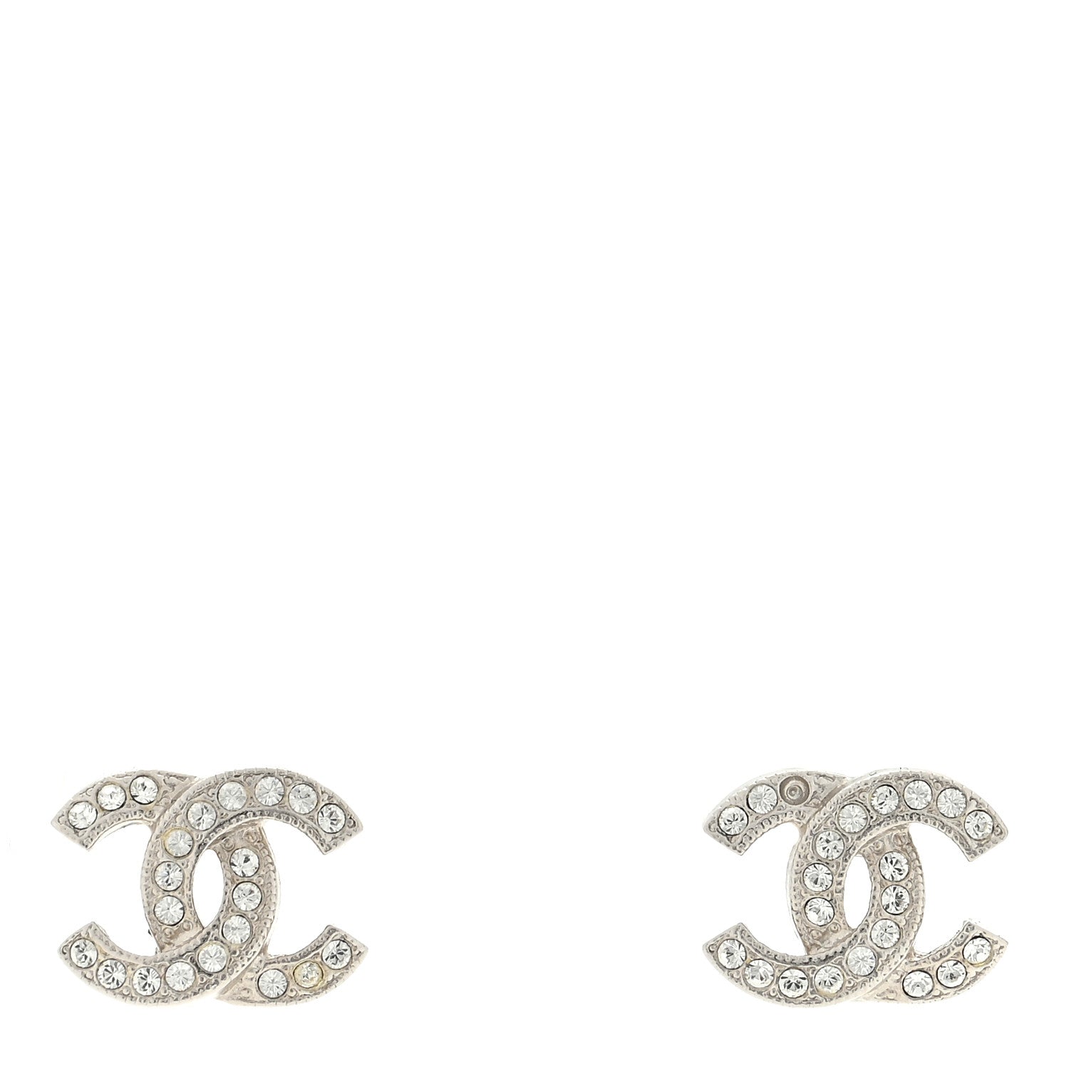 Chanel Crystal CC Earrings Silver 1 of 4