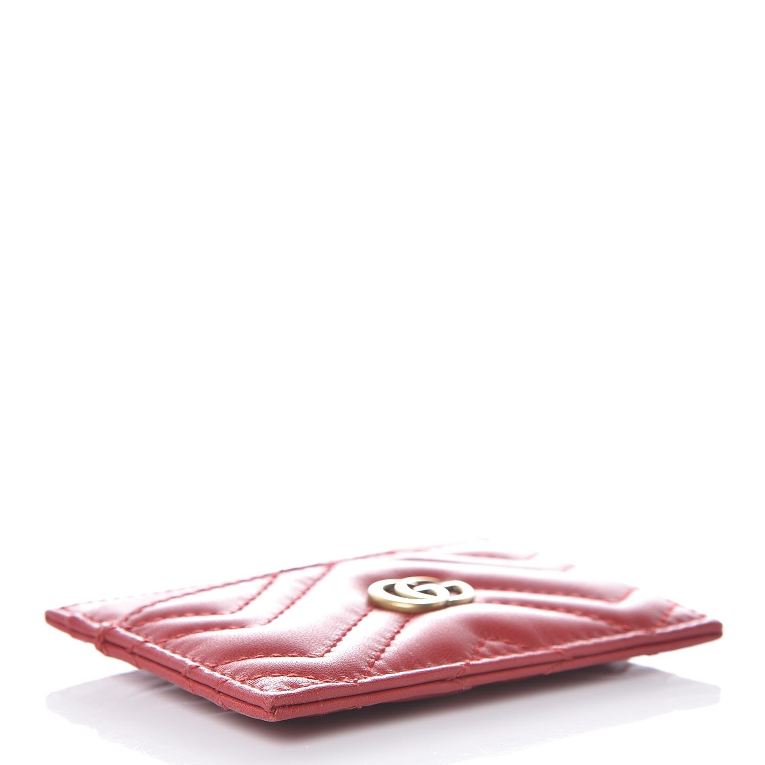 Gucci Calfskin Matelasse GG Marmont Card Holder Hibiscus Red 4 of 7