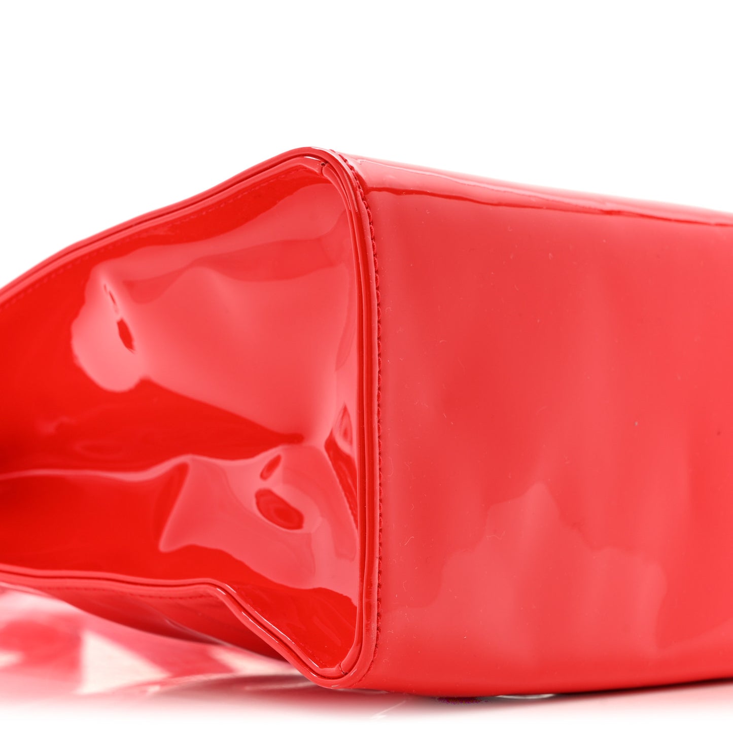 Patent Vegan Leather Medium Shopping Bag Red