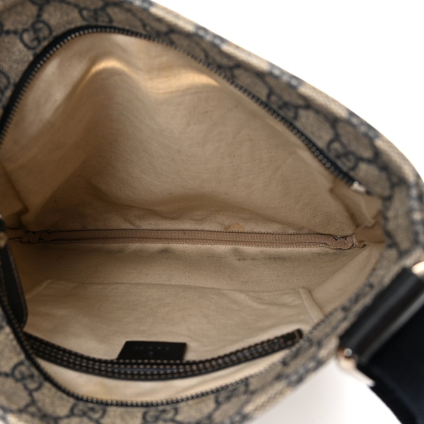 GG Supreme Monogram Small Flat Side Zip Messenger Bag Beige Blue