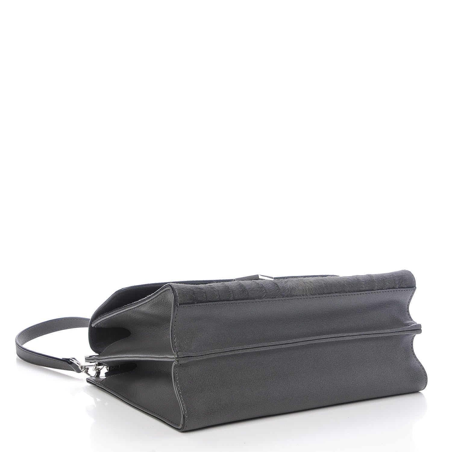 Fendi Calf Hair Crocodile Printed Demi Jour Shoulder Bag Grey 4 of 9