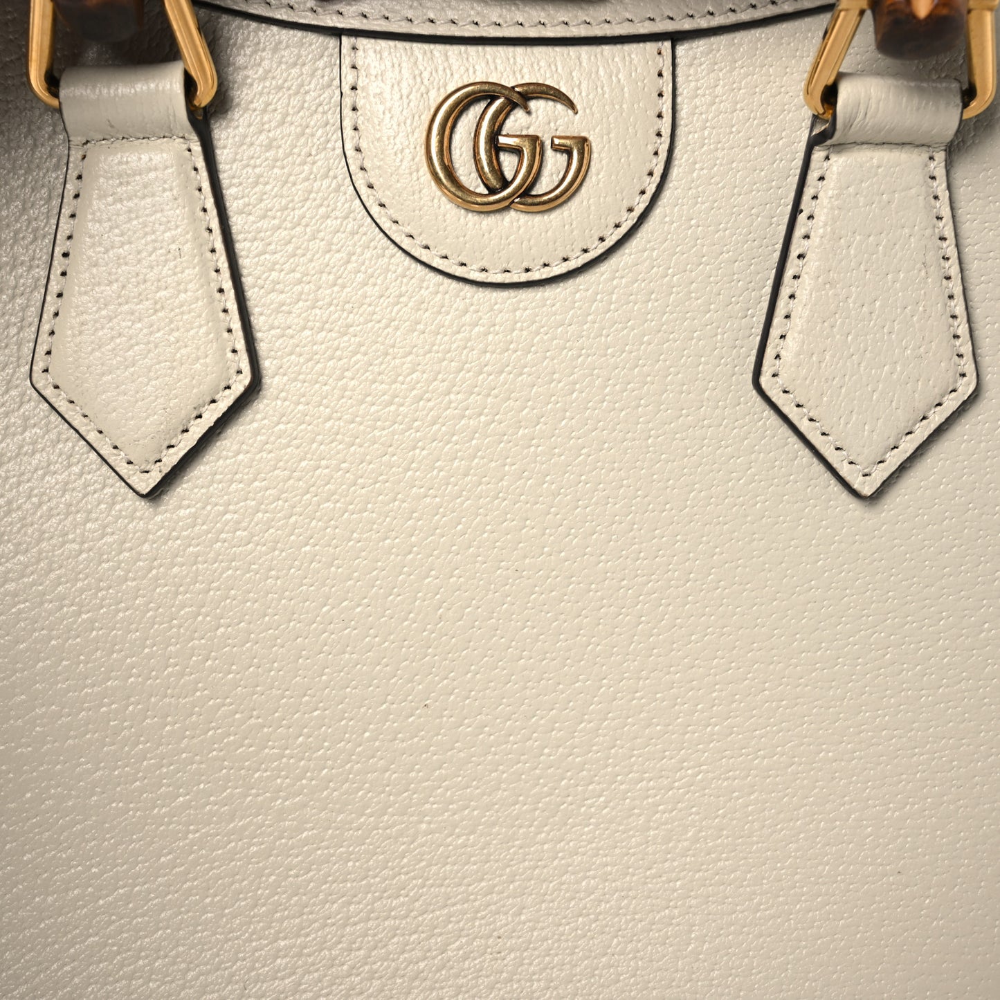 Textured Dollar Calfskin Web Small Diana Tote Bag Mystic White