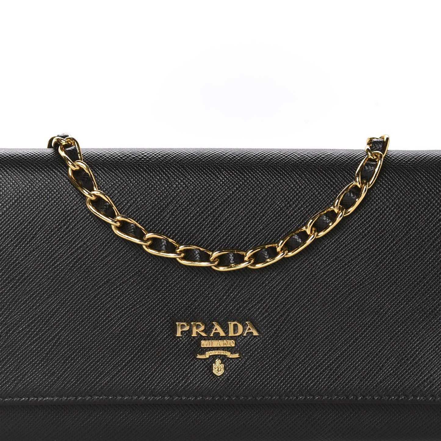 Saffiano Metal Oro Chain Wallet Black