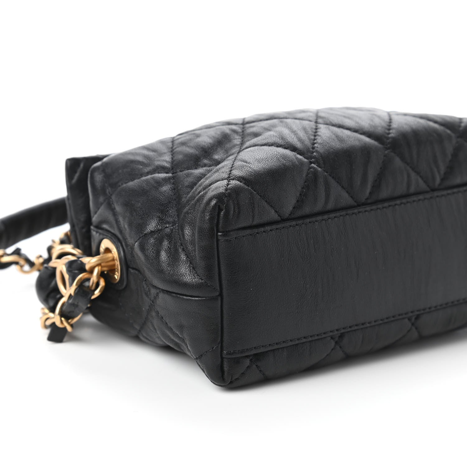 Chanel Crumpled Lambskin Quilted Small CC Links Shoulder Bag Black 6 of 10