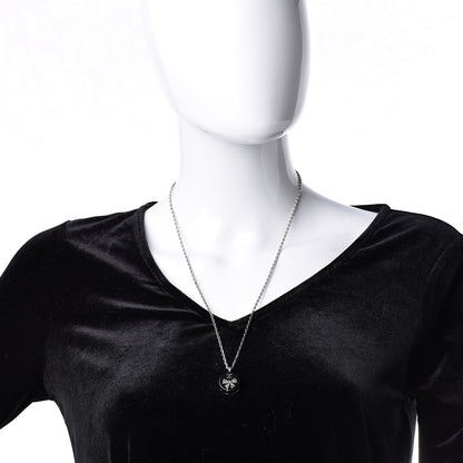 Chanel Crystal Resin Bow CC Pendant Necklace Black 2 of 5