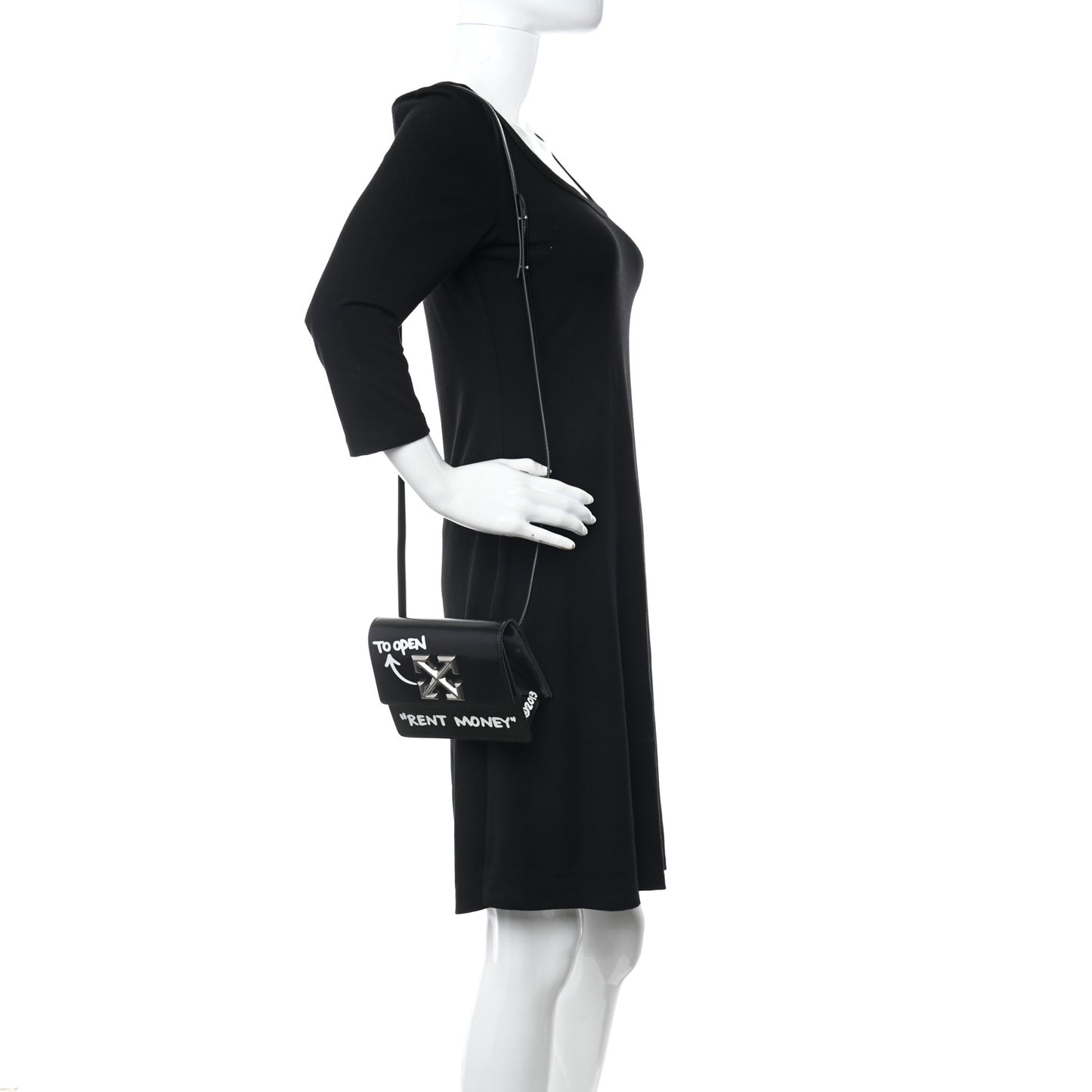 Calfskin Jitney 0.7 Rent Money Crossbody Bag Black