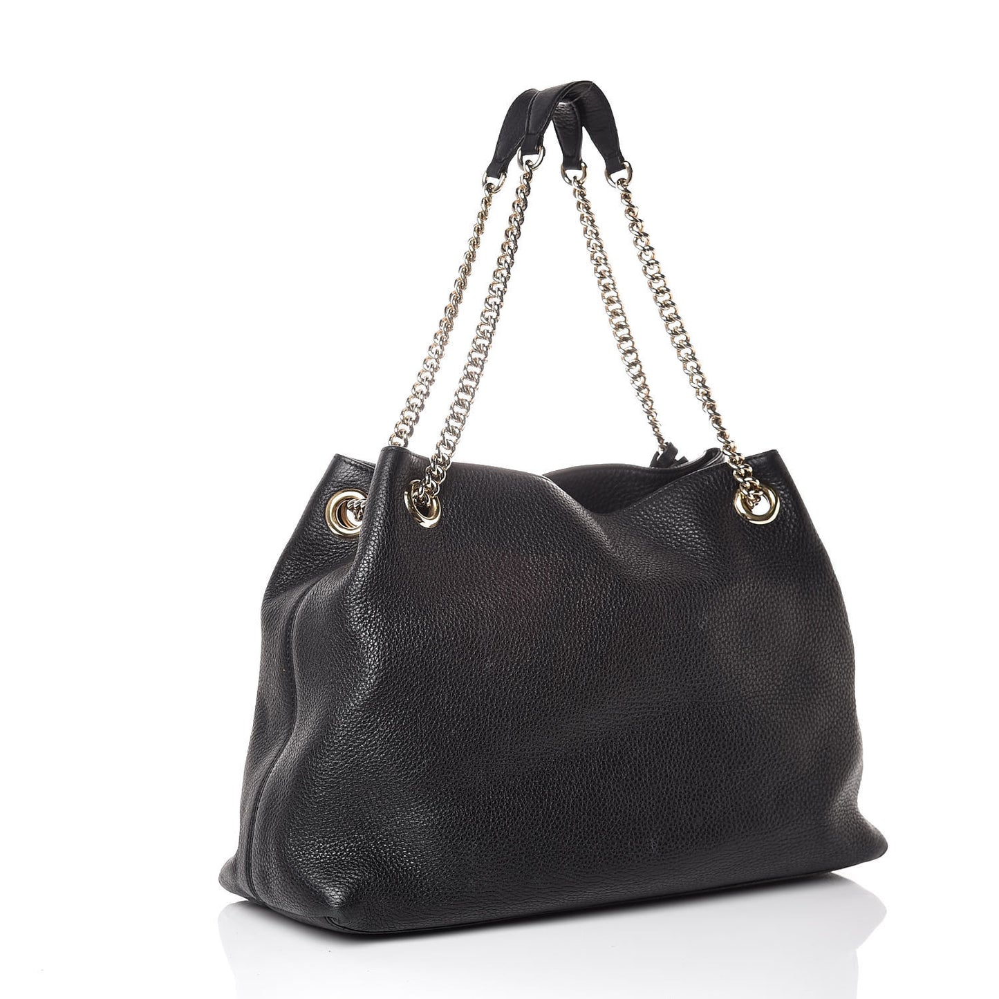 Pebbled Calfskin Medium Soho Chain Shoulder Bag Black