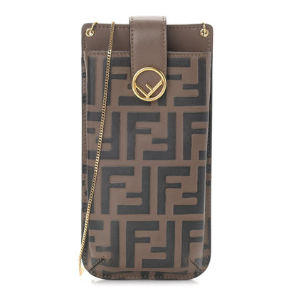 Fendi Vitello Soft F is Fendi Bi-Color FF 1974 Embossed Phone Pouch Maya Black 1 of 9