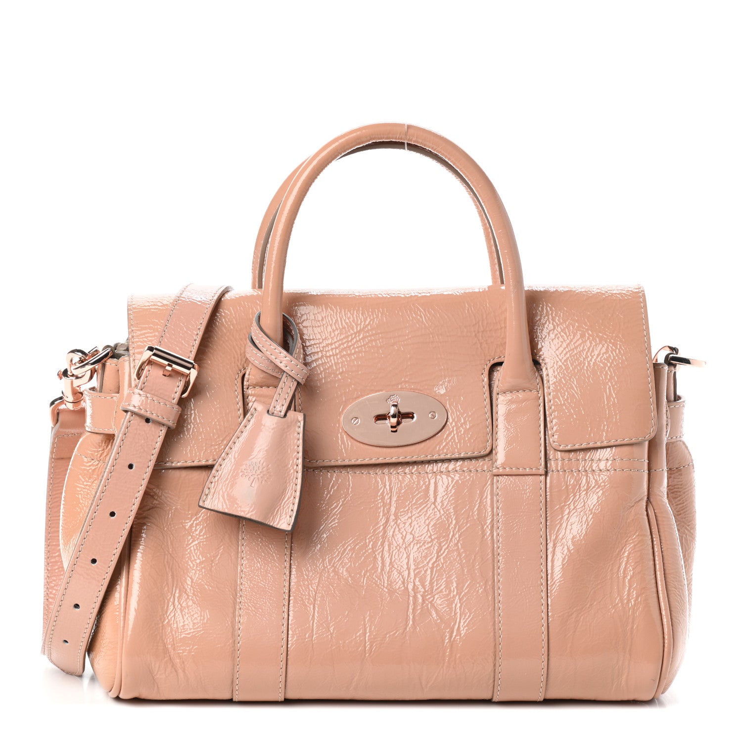 Mulberry Wrinkled Patent Small Bayswater Plaster Pink 1 of 11