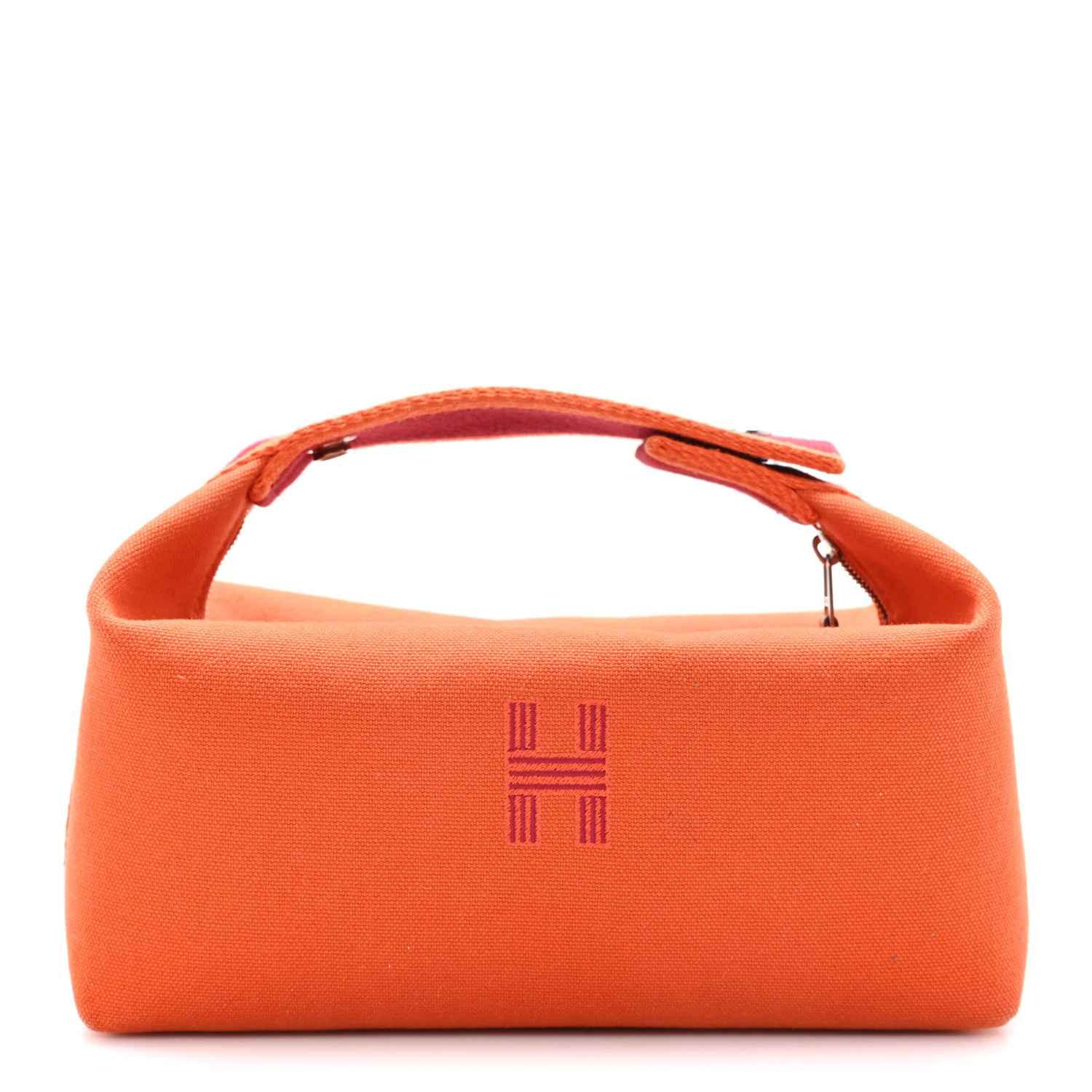 Hermes Canvas Small Bride-A-Brac Pouch Orange Burgundy 1 of 7