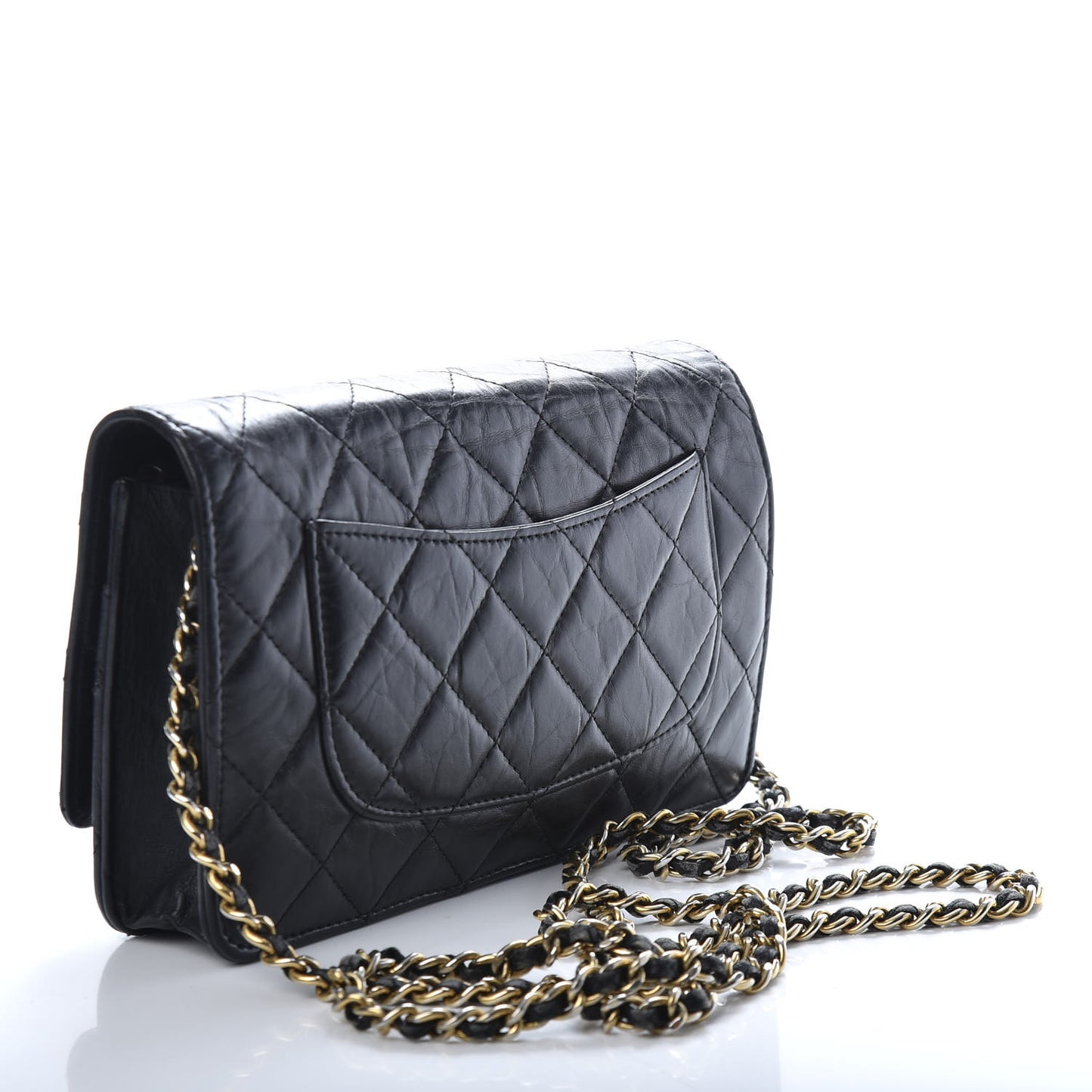 Aged Calfskin Quilted Reissue Wallet On Chain WOC Black