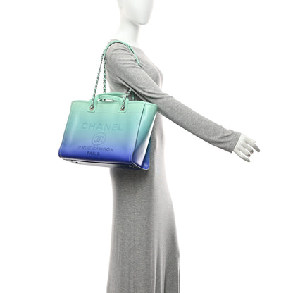 Chanel Shaded Calfskin Medium Deauville Tote Light Green Turquoise Purple 2 of 11