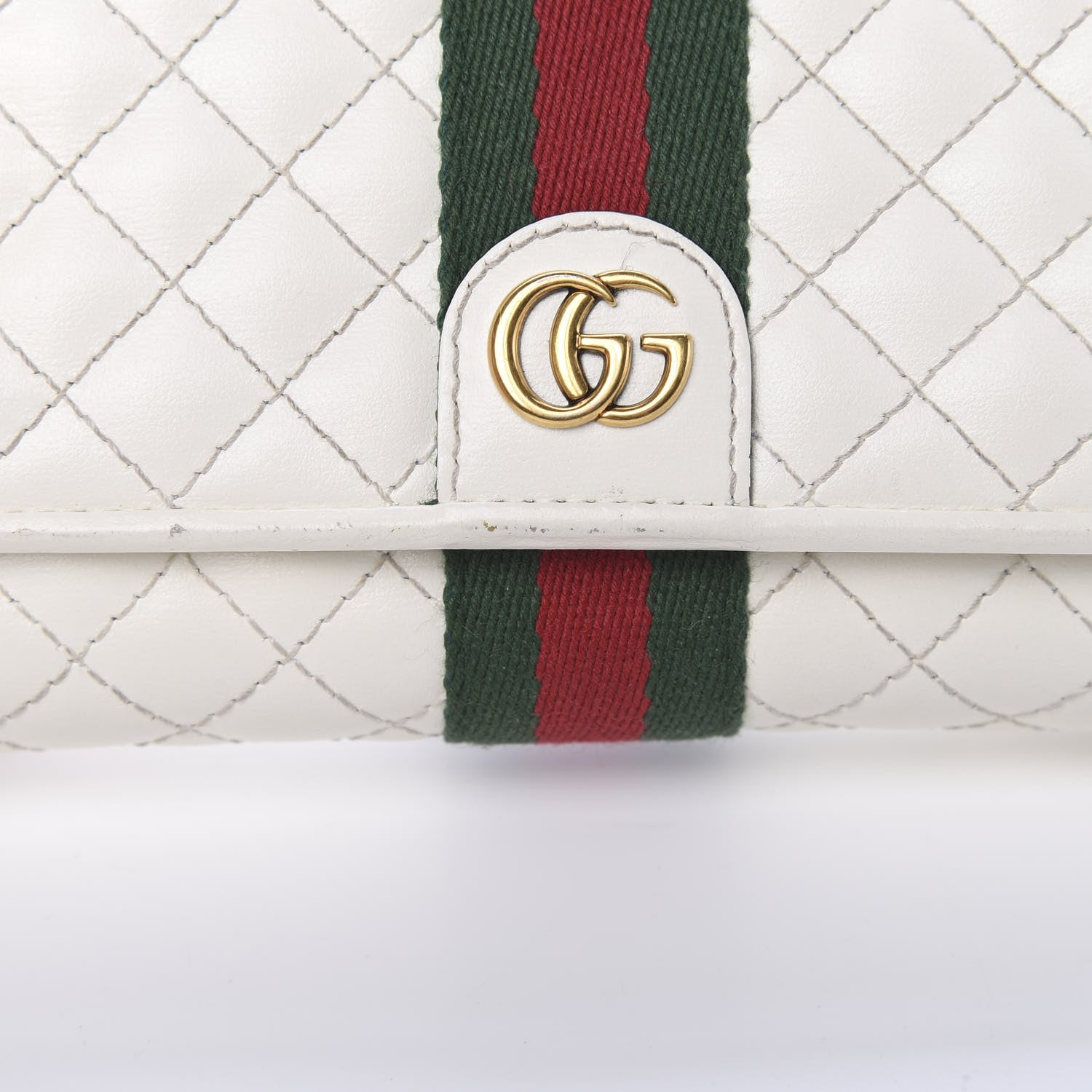 Gucci Calfskin Web Trapuntata GG Continental Wallet Off White 14 of 15
