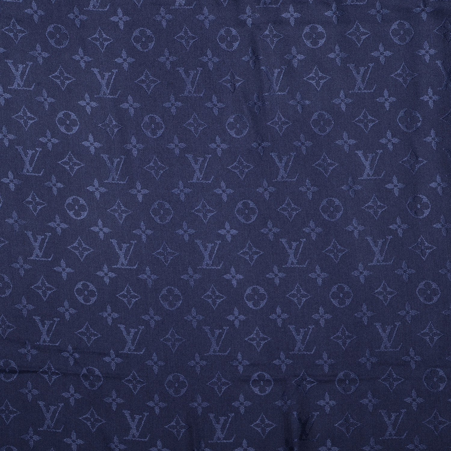 Louis Vuitton Wool Silk Monogram Shawl Blue Nuit 1 of 5