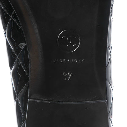 Chanel Patent Quilted Cap Toe Ballerina Flats 37 Black 6 of 9