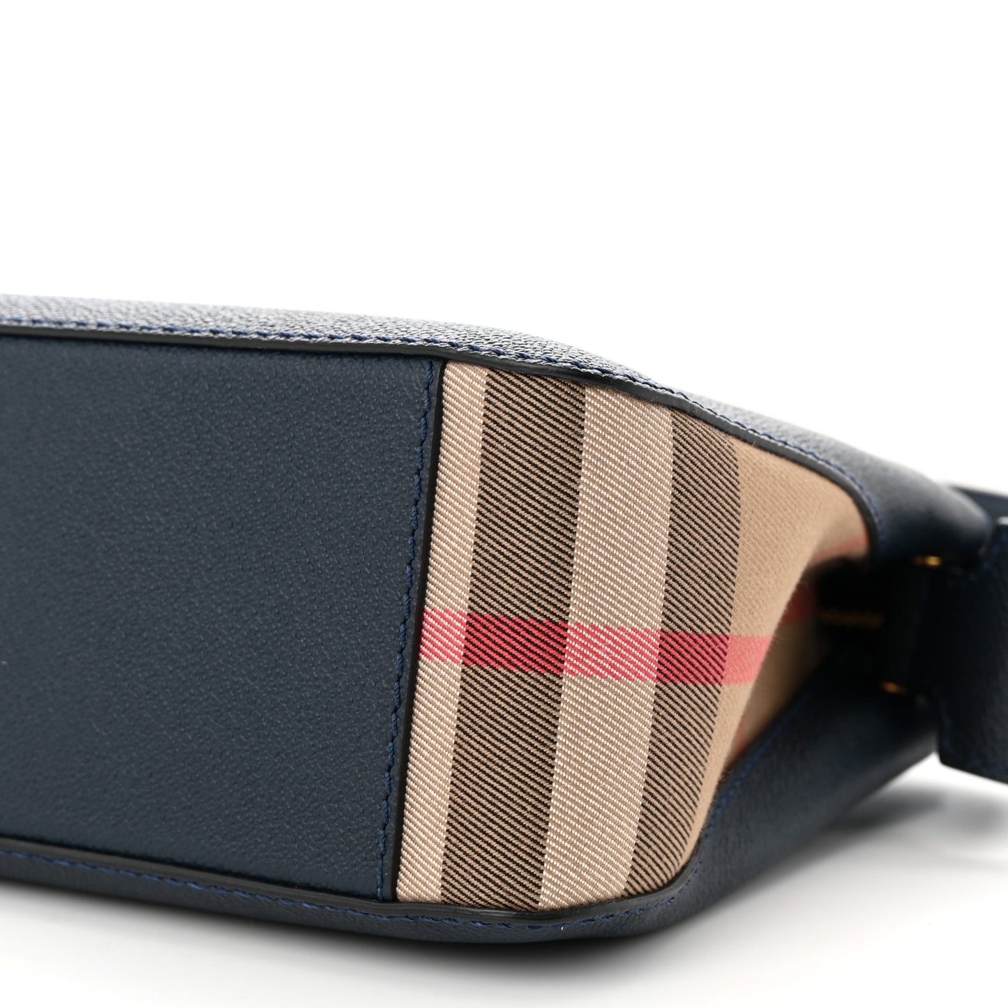 Soft Grain Calfskin House Check Small Helmsley Crossbody Blue Carbon