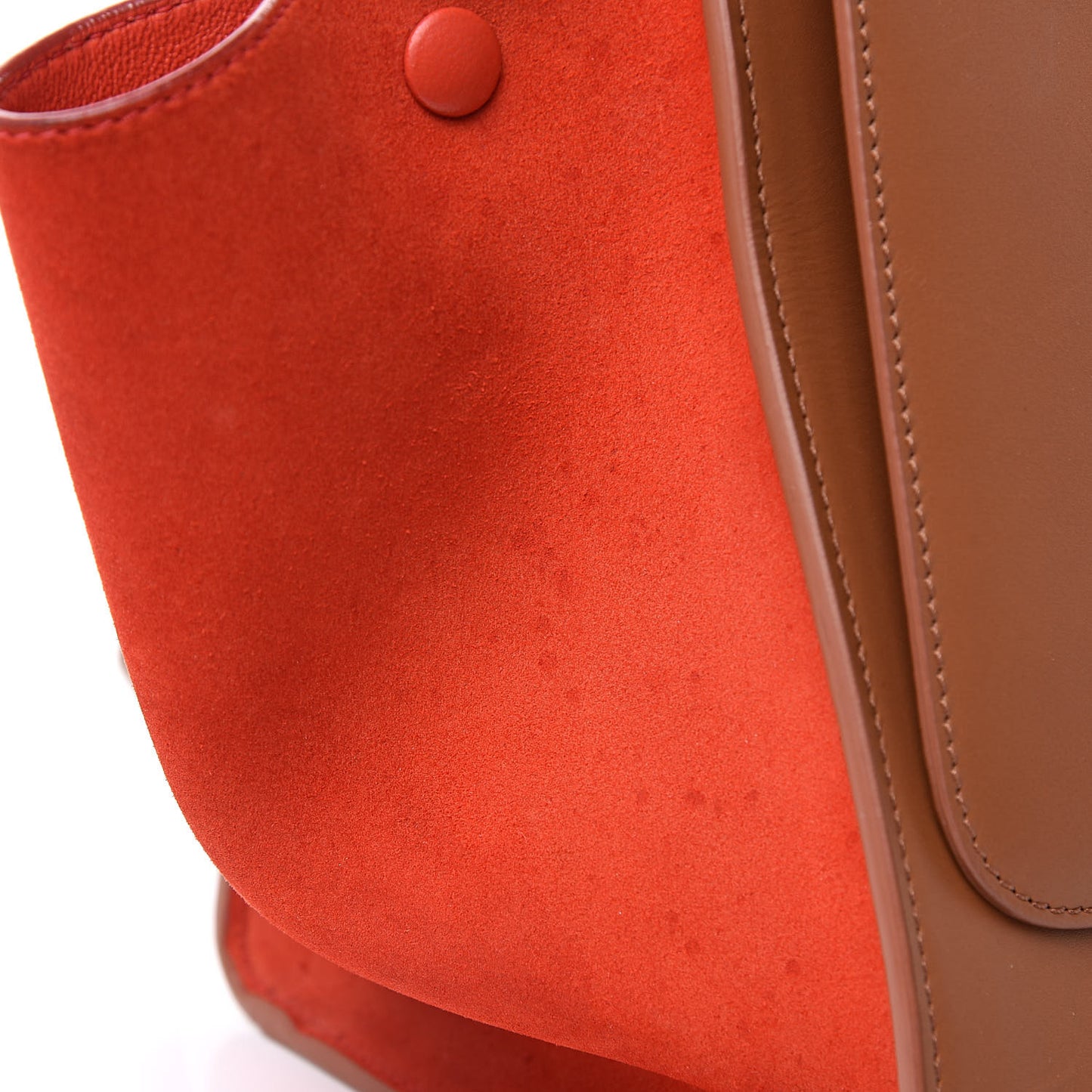 Natural Calfskin Suede Medium Bi-Color Trapeze Tan