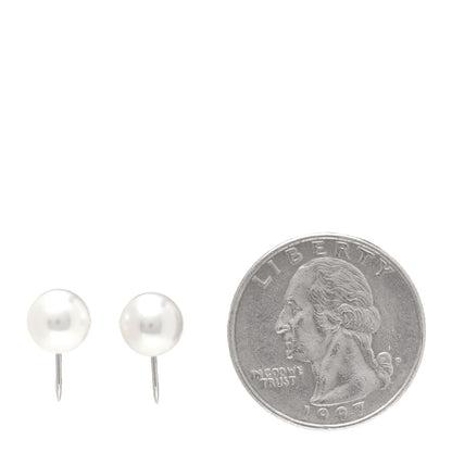 Mikimoto 18K White Gold Akoya Pearl 8mm Screw Back Earrings 3 of 5