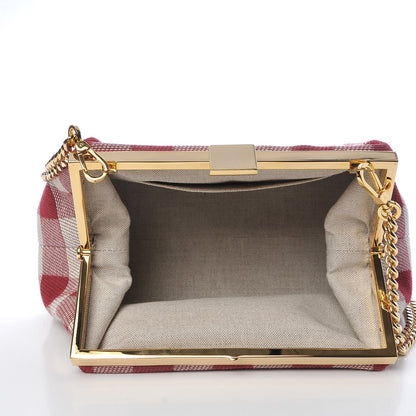 Mansur Gavriel Checker Canvas Mini Volume Chain Clutch Flamma 6 of 6