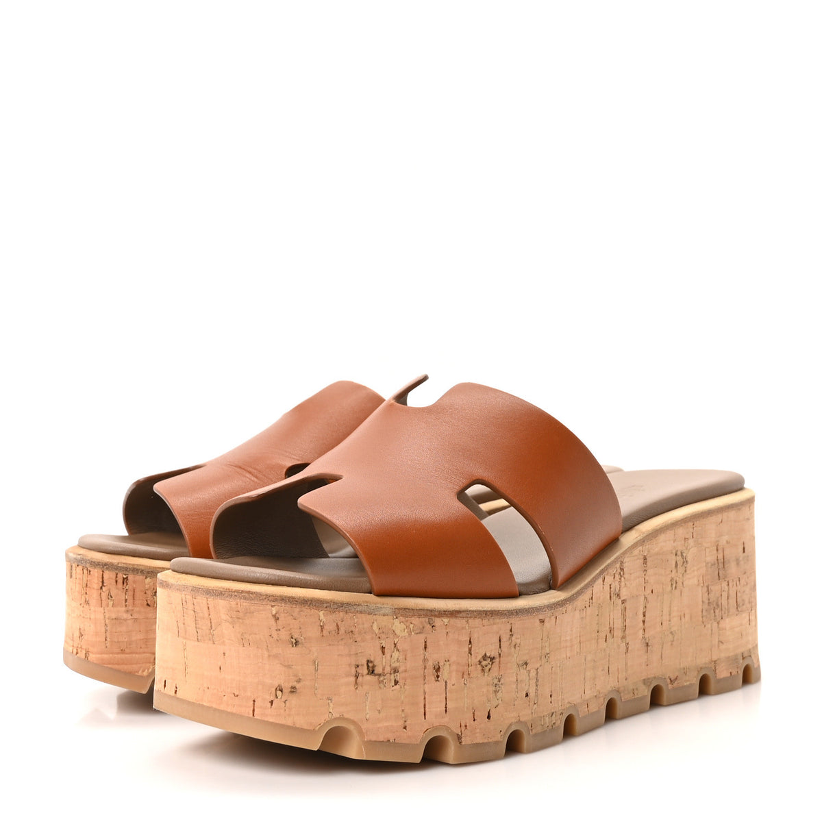 Hermes Calfskin Cork Eze 30 Sandals 36 Marron Glaise 4 of 10