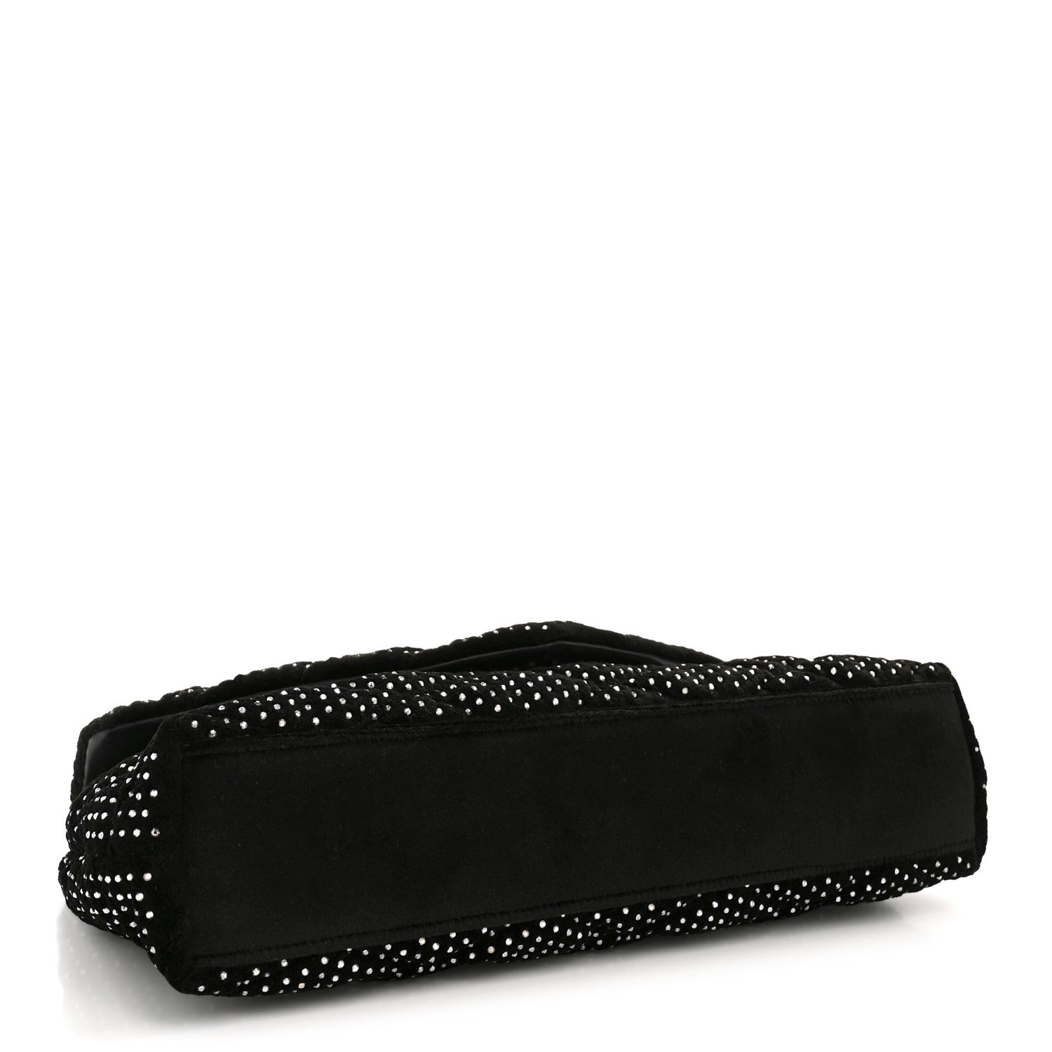 Saint Laurent Velvet Lambskin Quilted Rhinestone Sade Puffer Envelope Clutch Black 4 of 10