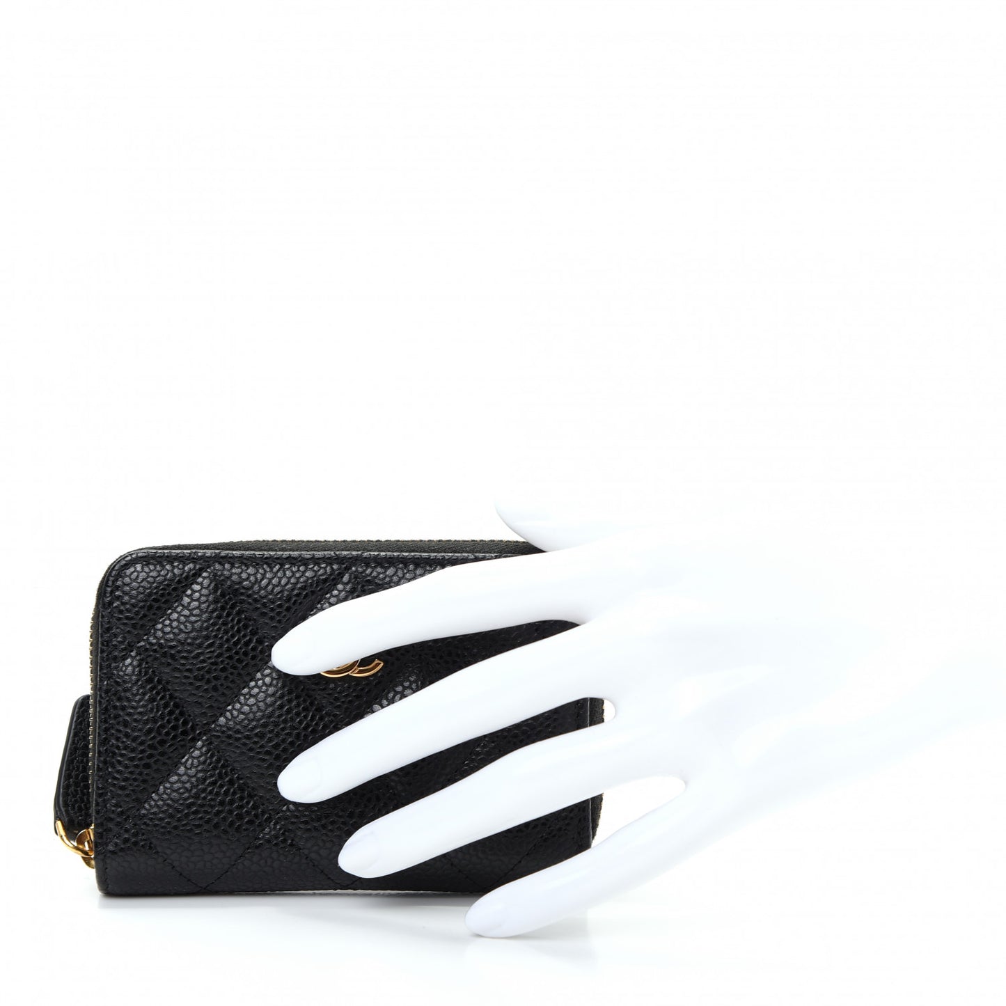 Caviar Quilted Zip Coin Purse Black