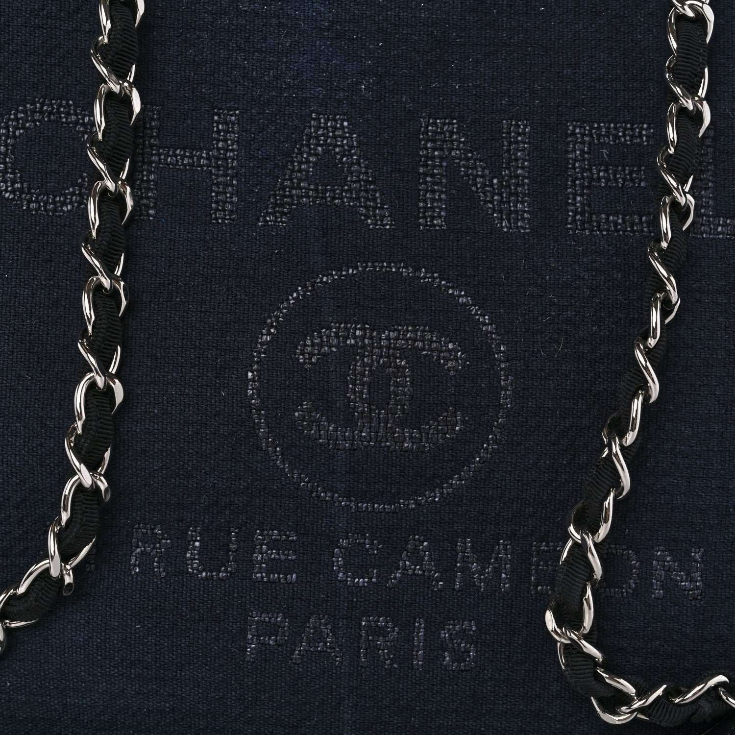 Chanel Mixed Fibers Calfskin Medium Deauville Tote Navy Blue 8 of 12