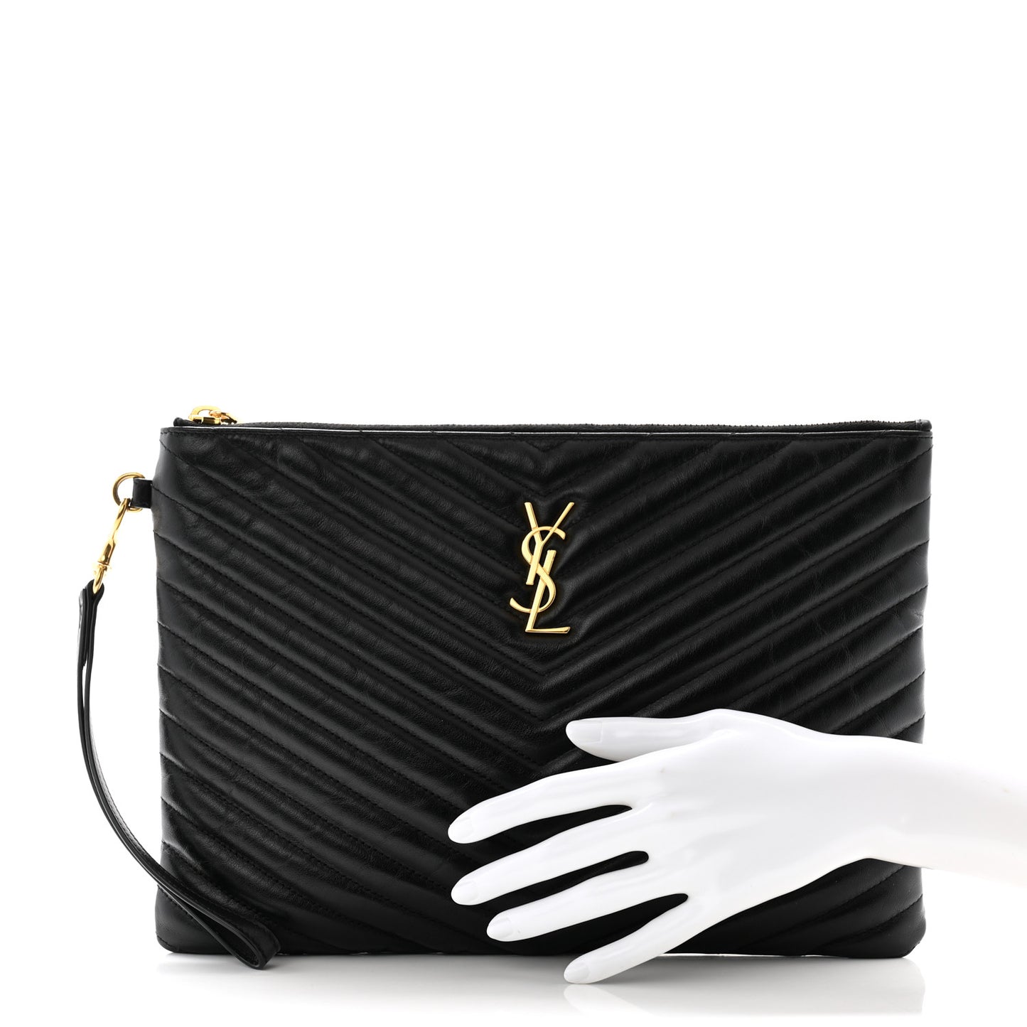 Calfskin Matelasse Monogram Cassandre Tablet Pouch Black