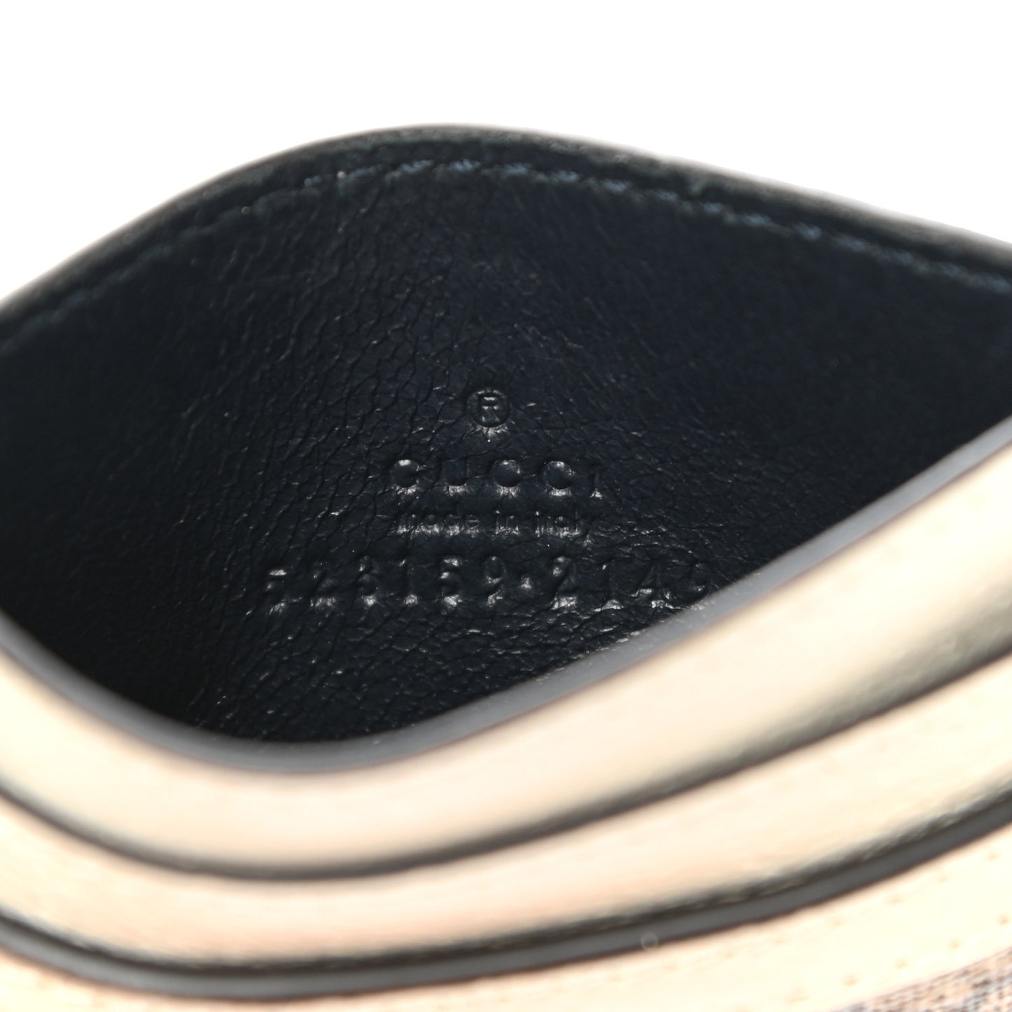 GG Supreme Monogram Textured Calfskin Web Ophidia Card Holder Beige Ebony Mystic White