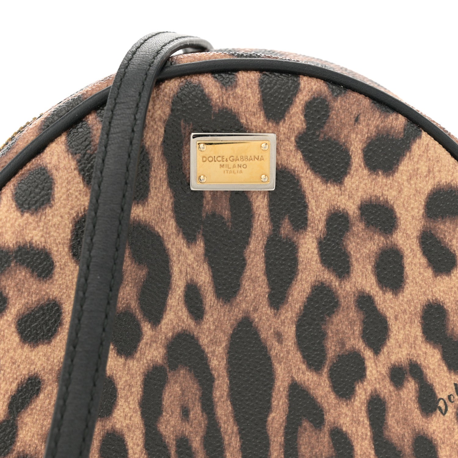 Dolce & Gabbana Dauphine Leopard Print Round Crossbody Black 7 of 9