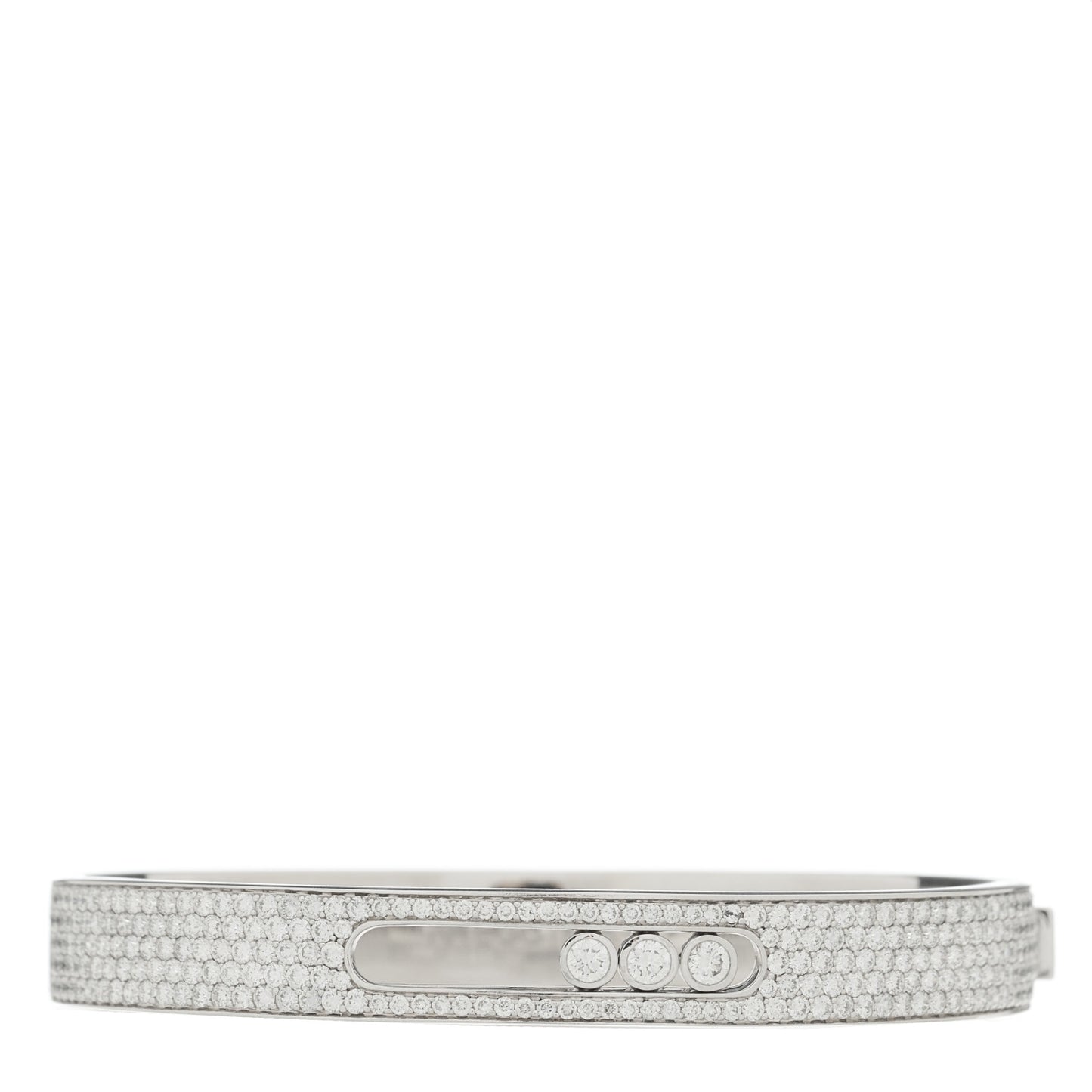 18K White Gold Diamond Move Joaillerie Pave Bangle Bracelet