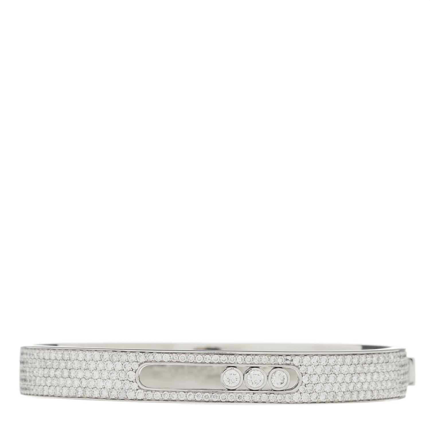 Messika 18K White Gold Diamond Move Joaillerie Pave Bangle Bracelet 1 of 3