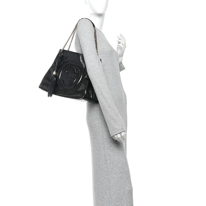 Gucci Patent Medium Soho Chain Shoulder Bag Black 2 of 11