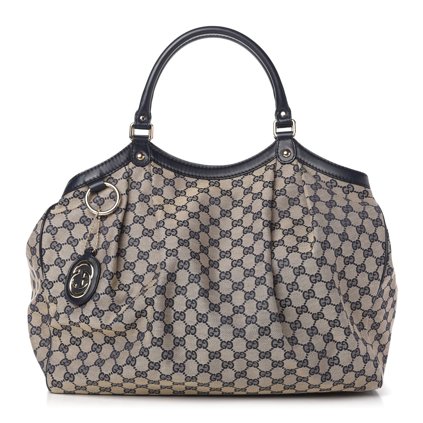 Monogram Calfskin Large Sukey Tote Beige Blue